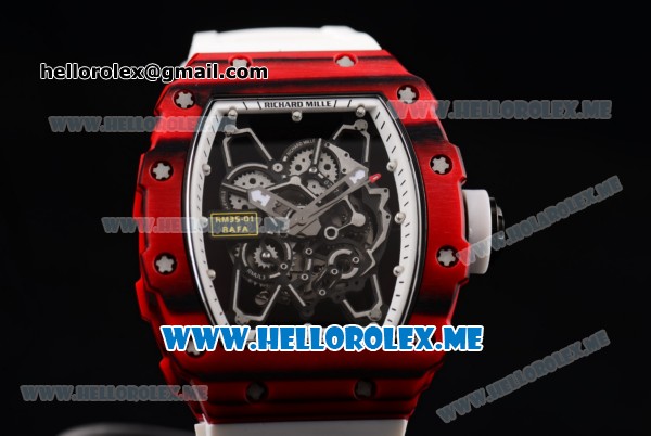 Richard Mille RM 35-01 RAFA Miyota 9015 Automatic PVD Case with Skeleton Dial and White Rubber Strap Dot Markers - Click Image to Close